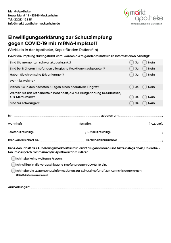 Erklärung zur Covid-19-Schutzimpfung zum Download